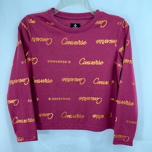 NWOT Converse Maroon Golden Logo Print T-Shirt Girls Large 12-13Y
